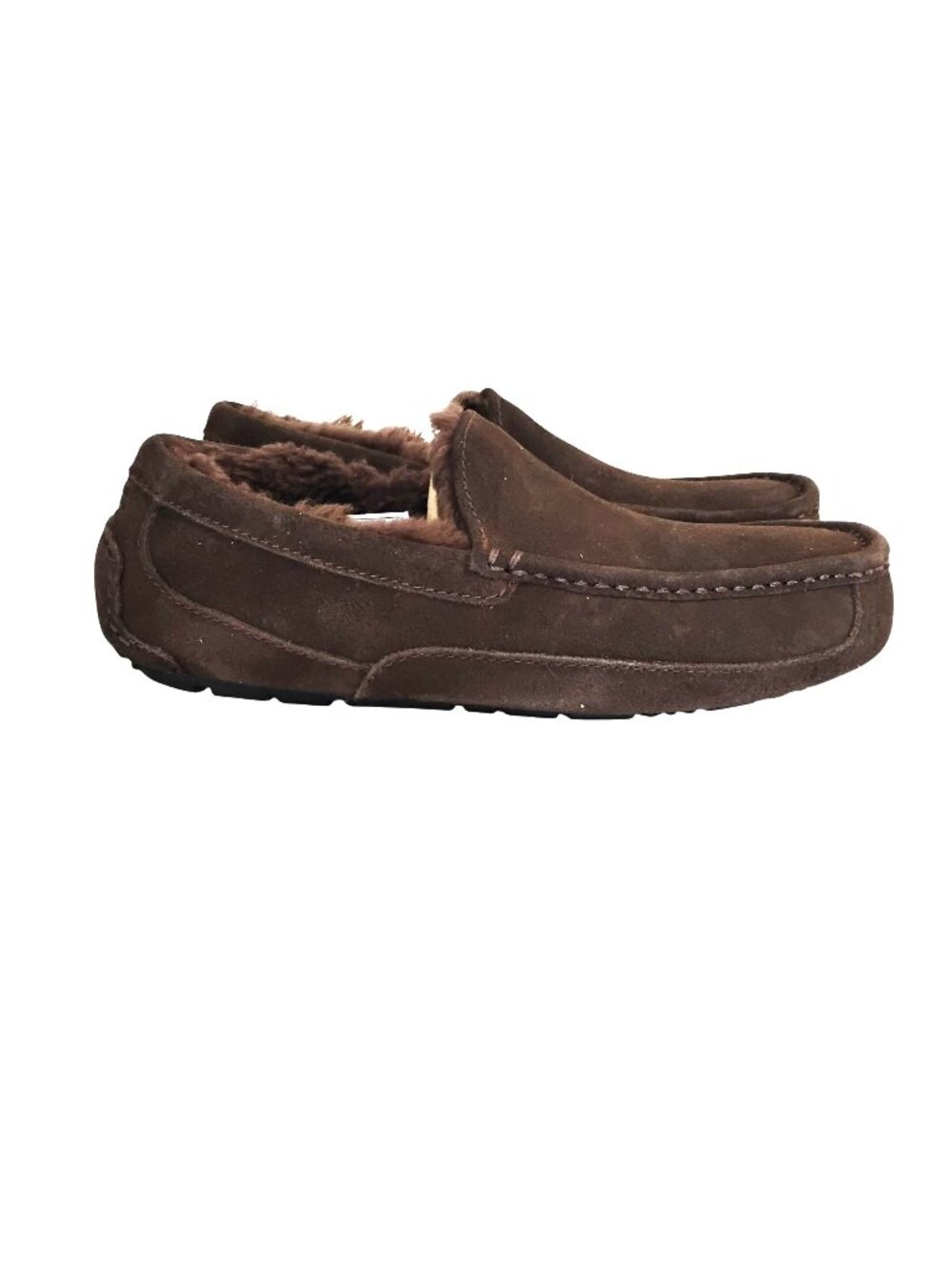 UGG Mens 8 Sheepskin Brown Leather Slippers